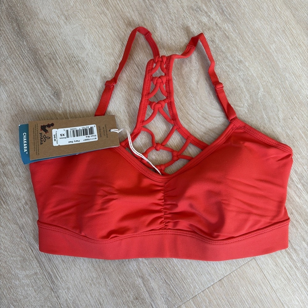 Prana Elixir Bra Womens XS Workout Activewear Chakara Support Fiery Red NWT
